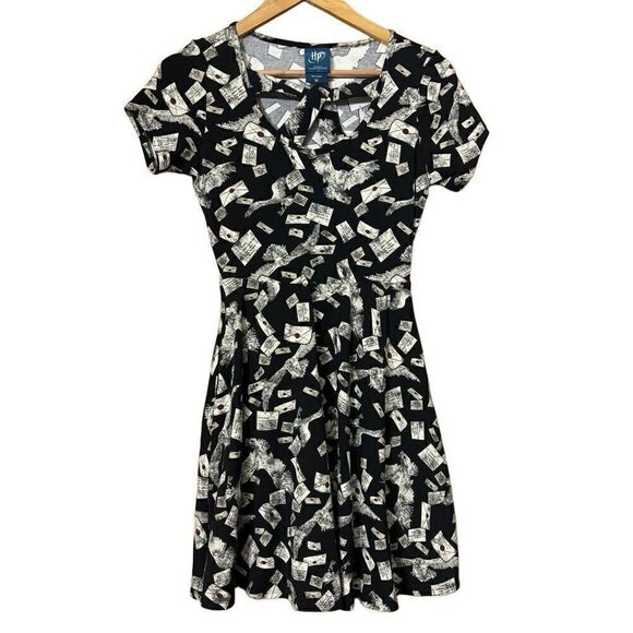 Harry Potter Hogwarts Letter black mini Dress hot topic exclusive size xs - Picture 3 of 14